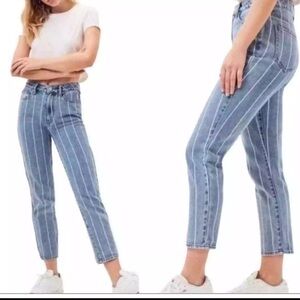 Women’s PacSun High Waisted Crop Cotton Denim Striped Mom Jeans Size 27